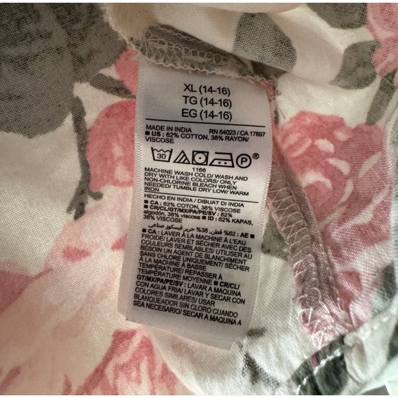 Old Navy Girls Adjustable Tie Back Cami White and Pink Rose Floral Print - Picture 5 of 6